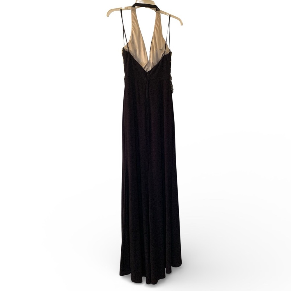 NIGHTS by TEEZE ME Elegant Black Gold Embellished Evening Gown Prom Dress Formal - Picture 11 of 11